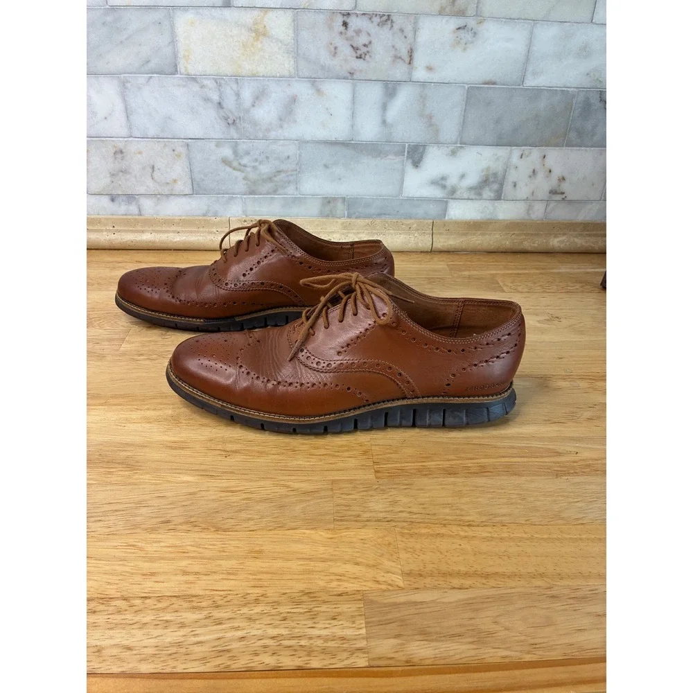Cole Haan Zerogrand Wingtip Oxford Mens 12 Brown Leather Brogue Shoes C29411‎